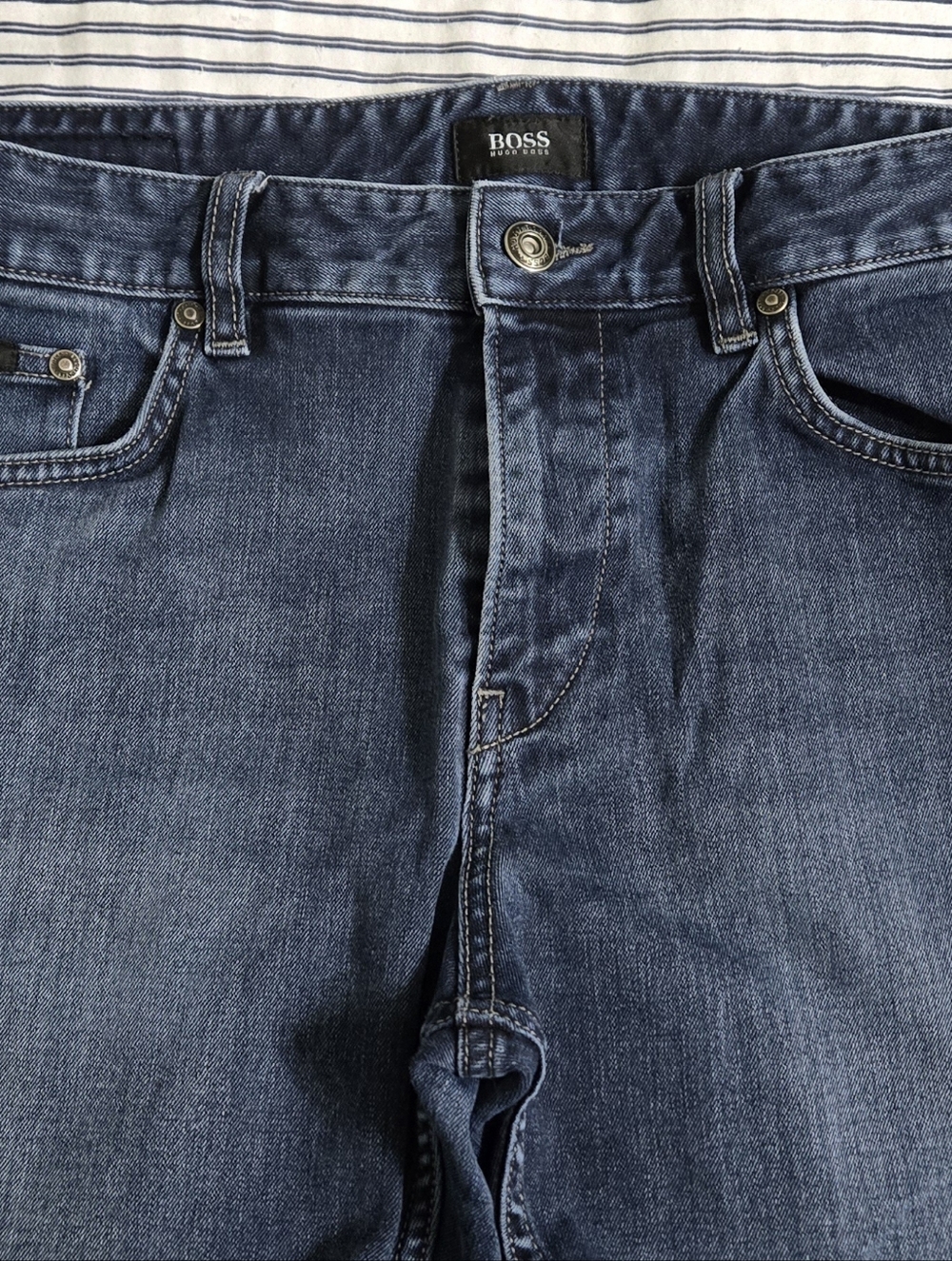 BOSS by Hugo Boss Men's 34/34 Slim-straight Blue Denim Jeans - Picture 8 of 9